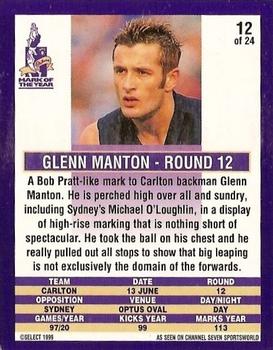 1999 Cadbury Classic Grabs 98 #12 Glenn Manton Back